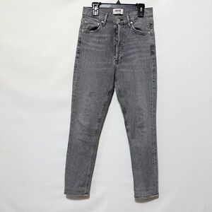 AGOLDE Nico Jeans Womens 24 High Rise Slim Straight In Firetold Gray Button Fly